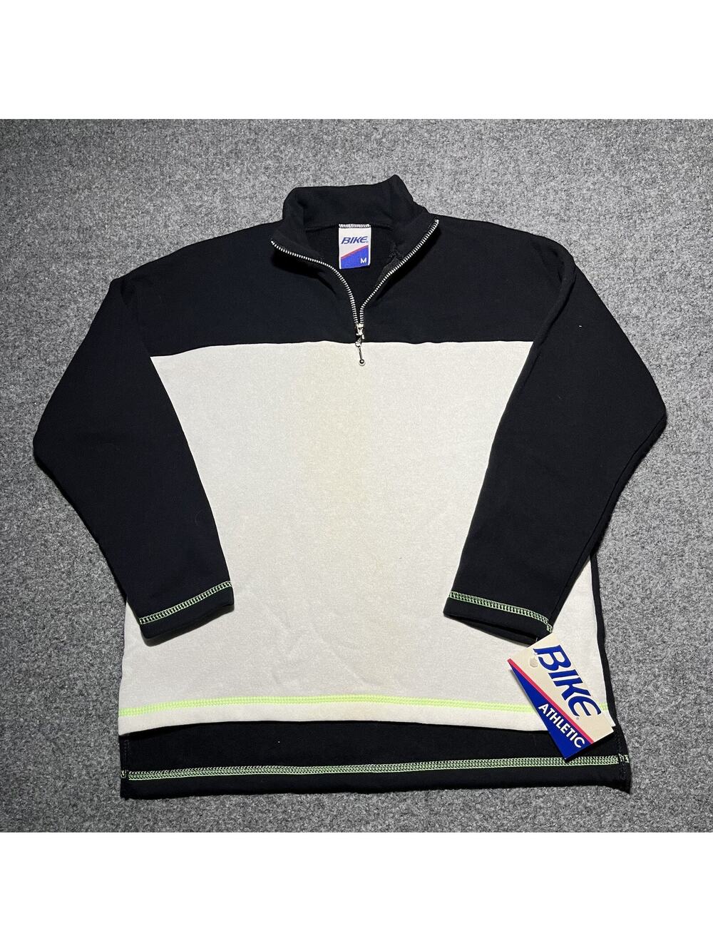 Vtg Bike Athletics Sweater Womens Medium 1/4 Zip Pullover Cotton Blend Made USA